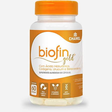 Biofin Gold -Suplemnto em cápsulas com ácido hialuronico, colágeno e vitaminas para a saúde e beleza da pele